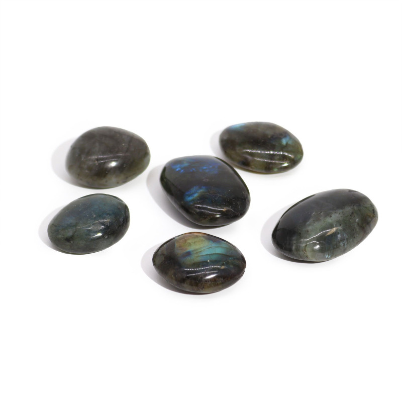 Pierres de palmier en labradorite de Madagascar (environ 17 à 40 g, 35 à 50 mm)