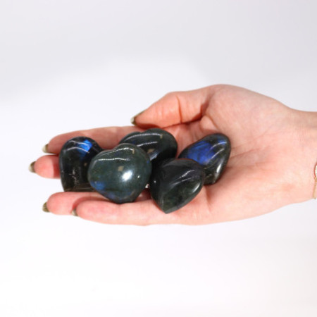 Pierres de cœur en labradorite de Madagascar (environ 17-31 g 30-40 mm)