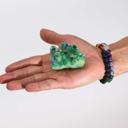 Quartz naturel amélioré de qualité moyenne - Quartz flamme vert Aura (environ 100-150 g, 7-10 cm)