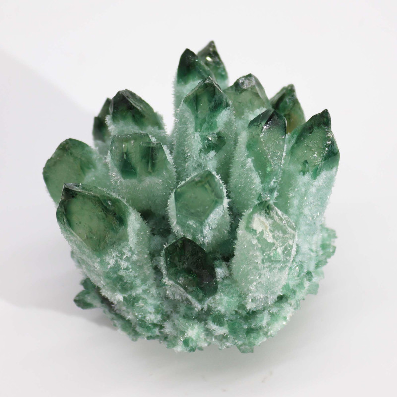 Amas de quartz naturel fabriqué - Quartz fantôme vert (environ 250-300 g 8 cm)