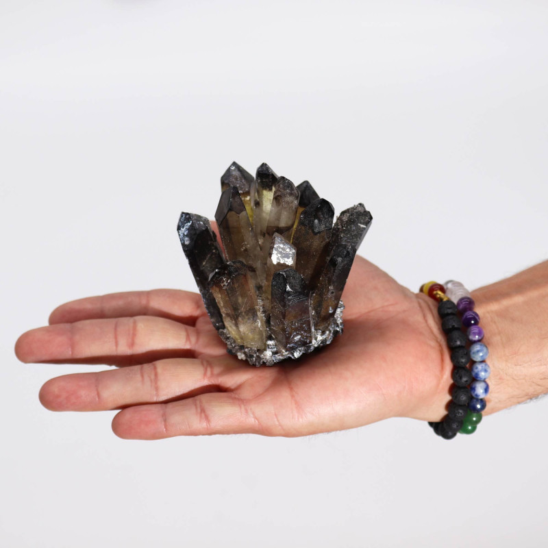 Amas de quartz naturel fabriqué - Quartz fantôme fumé (environ 250-300 g 8 cm)