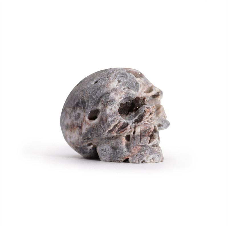 Crâne sculpté en géodes de calcite - (environ 4,5 cm)