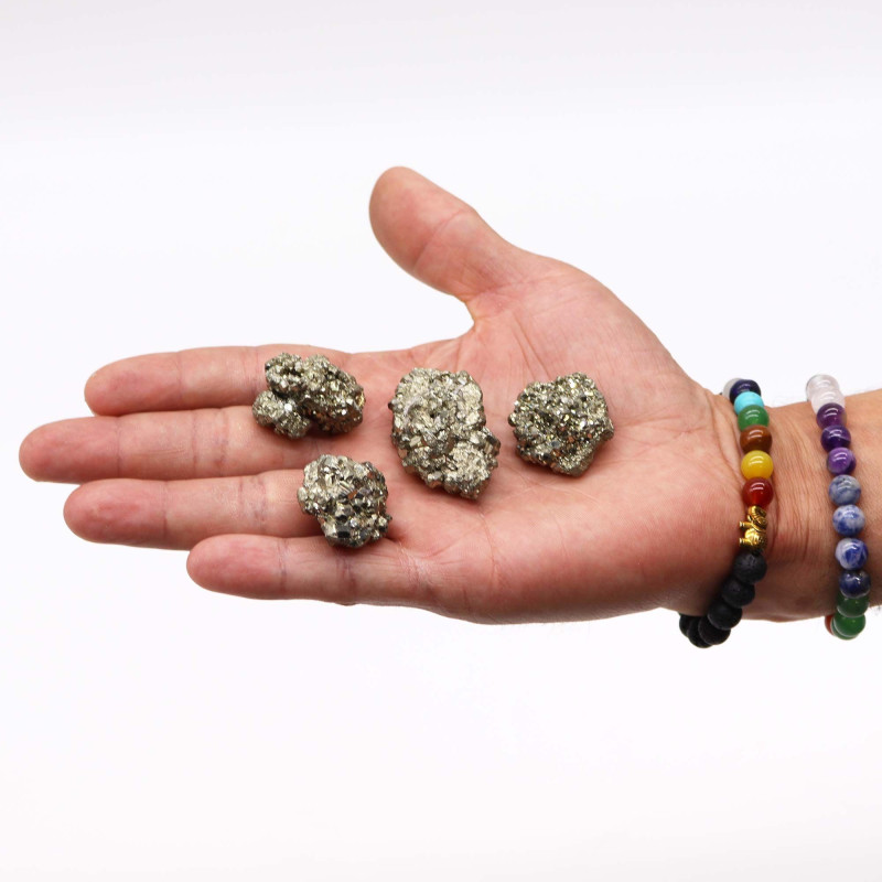Pyrite péruvienne de première qualité, taille moyenne (environ 200 g, 6 pièces de 35 à 50 mm)
