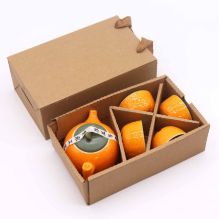 Ensemble théière à l'orange et aux herbes - Pot et quatre tasses