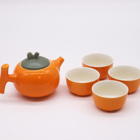 Ensemble théière à l'orange et aux herbes - Pot et quatre tasses