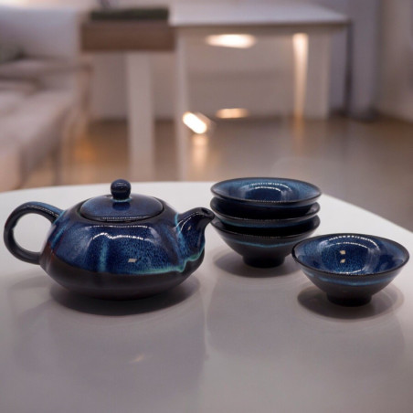 Ensemble théière Herbal Blues - théière et quatre tasses