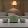 Ensemble théière en jade aux herbes - théière et deux tasses