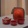 Ensemble théière Money Cat - Deux tasses - Pack voyage - Rouge