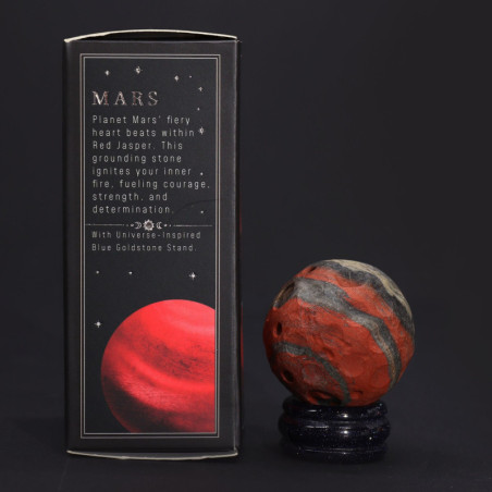 Planète en jaspe rouge sur support Sola Goldstone - 40 mm (support 30 x 15 mm)