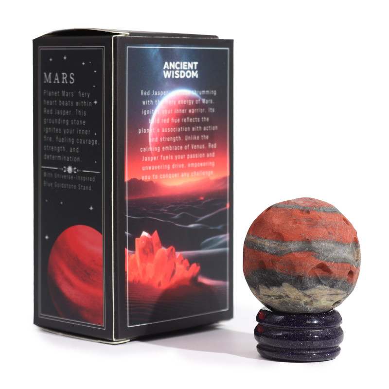 Planète en jaspe rouge sur support Sola Goldstone - 40 mm (support 30 x 15 mm)