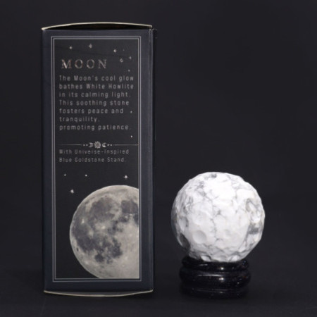 Planète en howlite blanche sur support Sola Goldstone - 40 mm (support 30 x 15 mm)