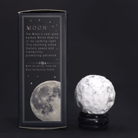 Planète en howlite blanche sur support Sola Goldstone - 40 mm (support 30 x 15 mm)