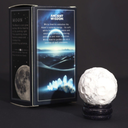 Planète en howlite blanche sur support Sola Goldstone - 40 mm (support 30 x 15 mm)