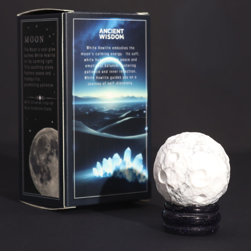 Planète en howlite blanche sur support Sola Goldstone - 40 mm (support 30 x 15 mm)