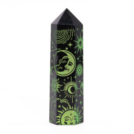 Pointes d'obsidienne noire (environ 60-70 g, 9 cm) - Mystic Story - Vert forêt