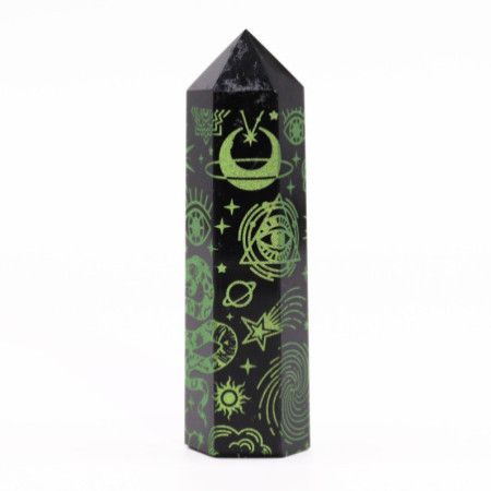 Pointes d'obsidienne noire (environ 60-70 g, 9 cm) - Mystic Story - Vert forêt