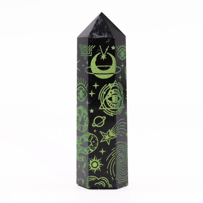 Pointes d'obsidienne noire (environ 60-70 g, 9 cm) - Mystic Story - Vert forêt