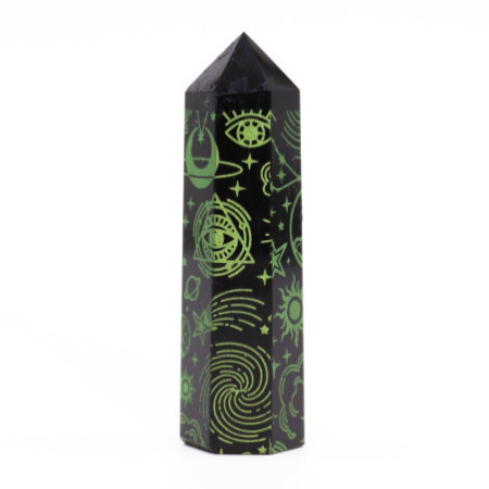 Pointes d'obsidienne noire (environ 60-70 g, 9 cm) - Mystic Story - Vert forêt