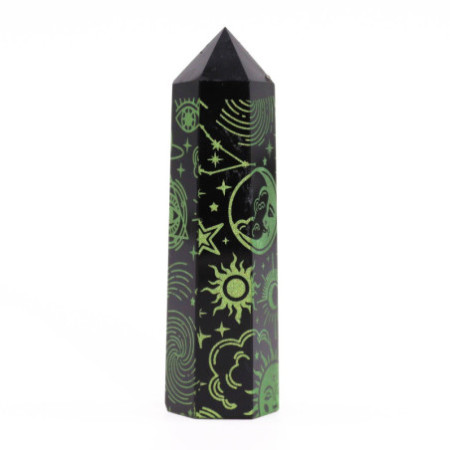 Pointes d'obsidienne noire (environ 60-70 g, 9 cm) - Mystic Story - Vert forêt