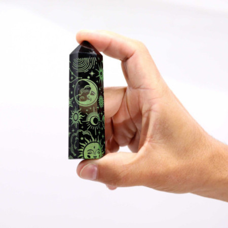 Pointes d'obsidienne noire (environ 60-70 g, 9 cm) - Mystic Story - Vert forêt