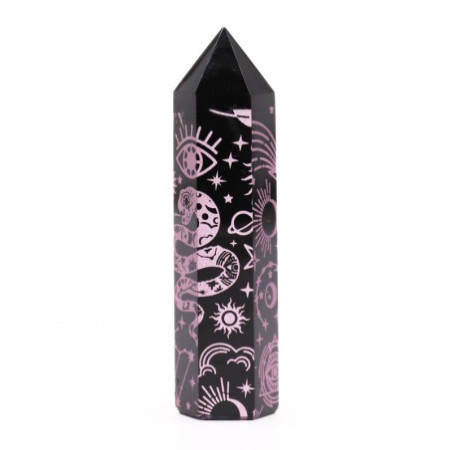 Pointes d'obsidienne noire (environ 60-70 g, 9 cm) - Mystic Story - Rose