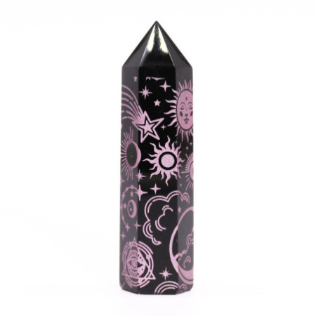 Pointes d'obsidienne noire (environ 60-70 g, 9 cm) - Mystic Story - Rose
