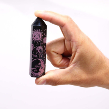 Pointes d'obsidienne noire (environ 60-70 g, 9 cm) - Mystic Story - Rose