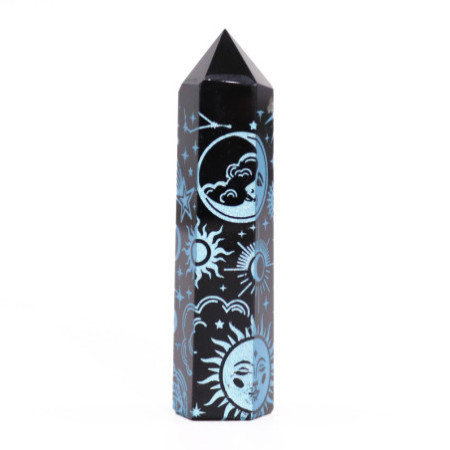 Pointes d'obsidienne noire (environ 60-70 g, 9 cm) - Mystic Story - Bleu ciel
