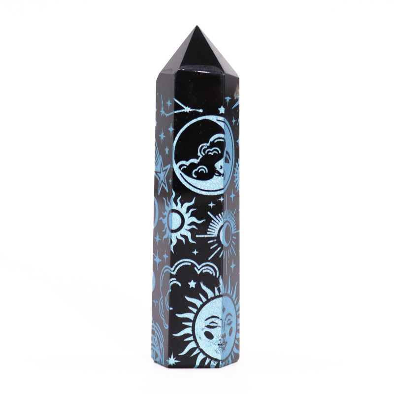 Pointes d'obsidienne noire (environ 60-70 g, 9 cm) - Mystic Story - Bleu ciel