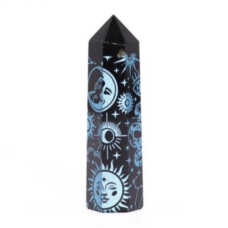 Pointes d'obsidienne noire (environ 60-70 g, 9 cm) - Mystic Story - Bleu ciel