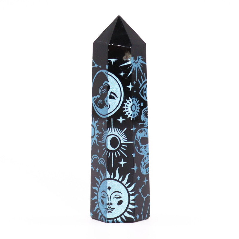 Pointes d'obsidienne noire (environ 60-70 g, 9 cm) - Mystic Story - Bleu ciel