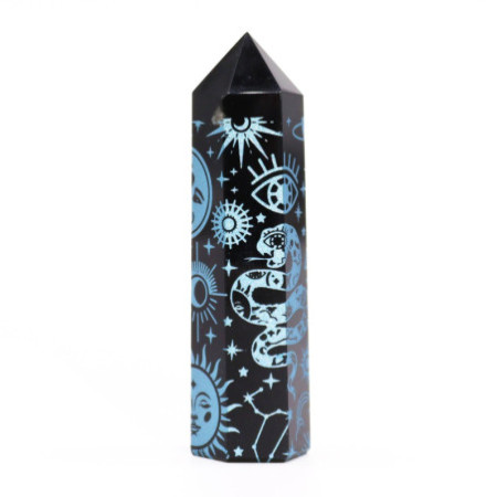 Pointes d'obsidienne noire (environ 60-70 g, 9 cm) - Mystic Story - Bleu ciel