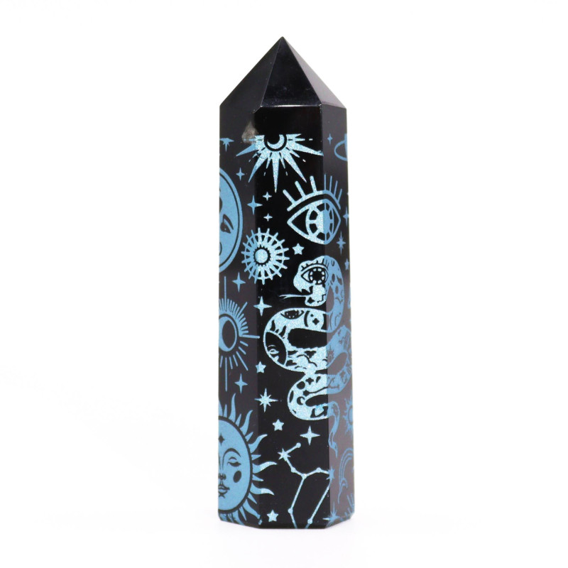 Pointes d'obsidienne noire (environ 60-70 g, 9 cm) - Mystic Story - Bleu ciel