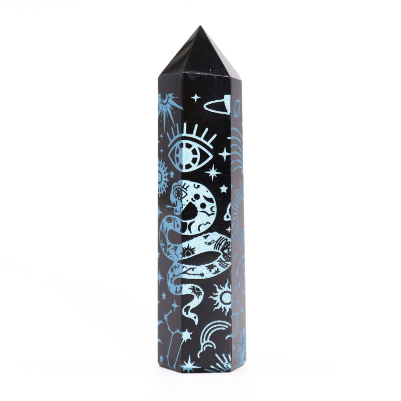 Pointes d'obsidienne noire (environ 60-70 g, 9 cm) - Mystic Story - Bleu ciel