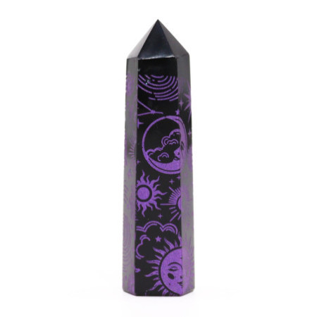 Pointes d'obsidienne noire (environ 60-70 g, 9 cm) - Mystic Story - Violet foncé