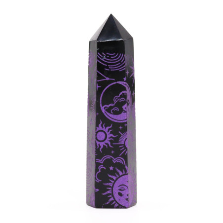 Pointes d'obsidienne noire (environ 60-70 g, 9 cm) - Mystic Story - Violet foncé