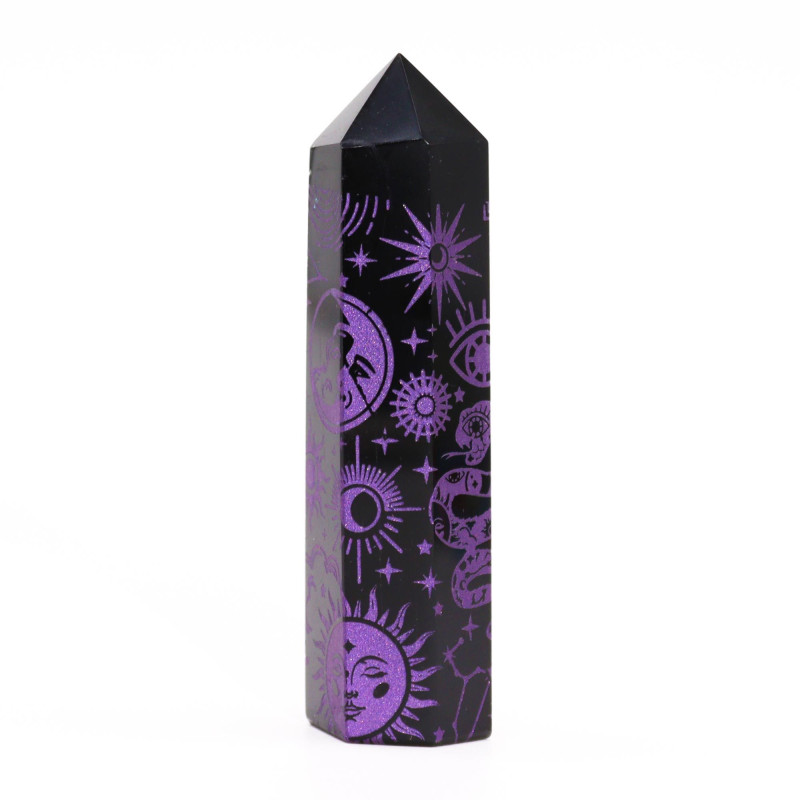 Pointes d'obsidienne noire (environ 60-70 g, 9 cm) - Mystic Story - Violet foncé