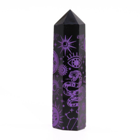 Pointes d'obsidienne noire (environ 60-70 g, 9 cm) - Mystic Story - Violet foncé
