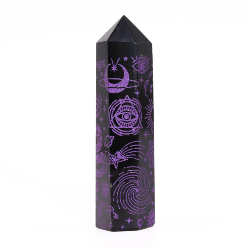 Pointes d'obsidienne noire (environ 60-70 g, 9 cm) - Mystic Story - Violet foncé