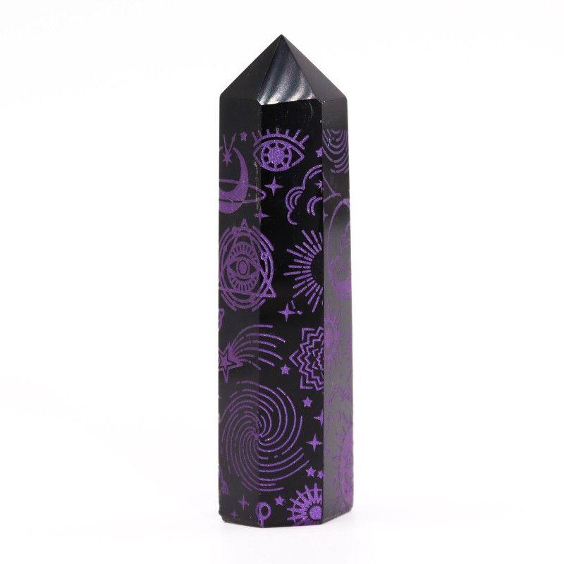 Pointes d'obsidienne noire (environ 60-70 g, 9 cm) - Mystic Story - Violet foncé
