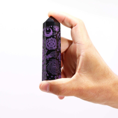 Pointes d'obsidienne noire (environ 60-70 g, 9 cm) - Mystic Story - Violet foncé