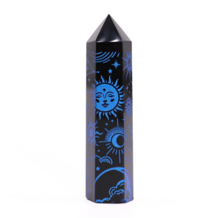 Pointes d'obsidienne noire (environ 60-70 g, 9 cm) - Mystic Story - Bleu nuit
