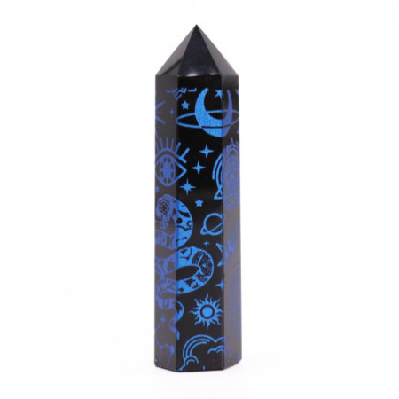 Pointes d'obsidienne noire (environ 60-70 g, 9 cm) - Mystic Story - Bleu nuit