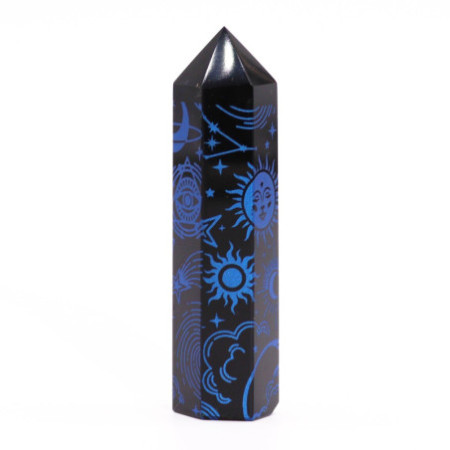 Pointes d'obsidienne noire (environ 60-70 g, 9 cm) - Mystic Story - Bleu nuit