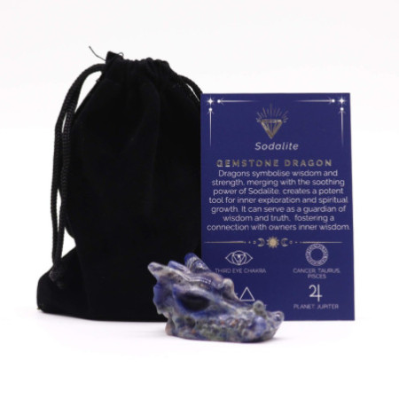Petite tête de dragon en pierre précieuse - Sodalite 45 x 30 x 28 mm