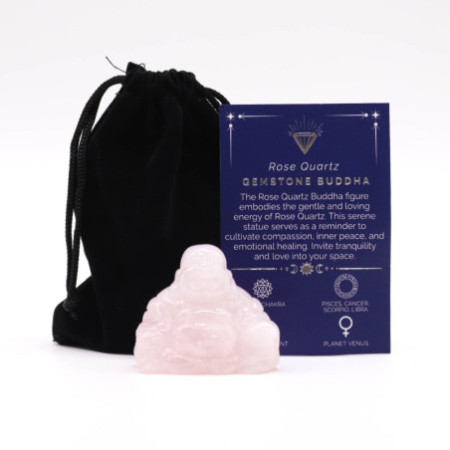 Grand Bouddha en pierre précieuse - Quartz rose 50 x 40 x 20 mm
