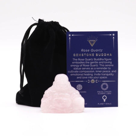Grand Bouddha en pierre précieuse - Quartz rose 50 x 40 x 20 mm