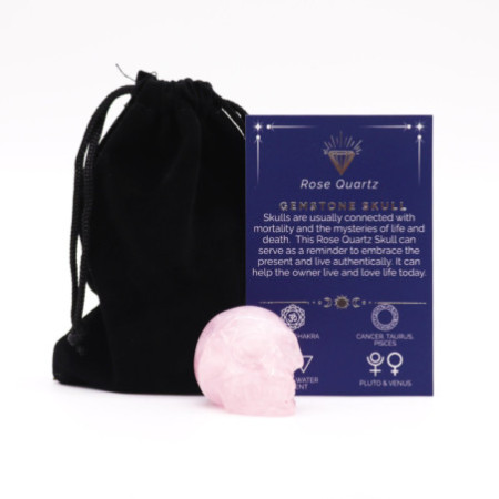 Crâne en pierre précieuse - Quartz rose - 40 x 30 x 28 mm