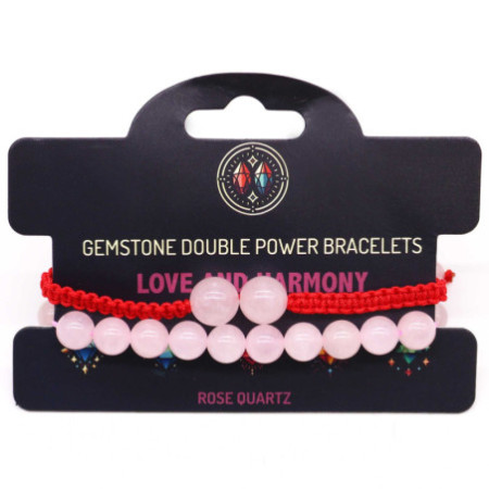 Bracelets à double pouvoir en pierres précieuses - Quartz rose
