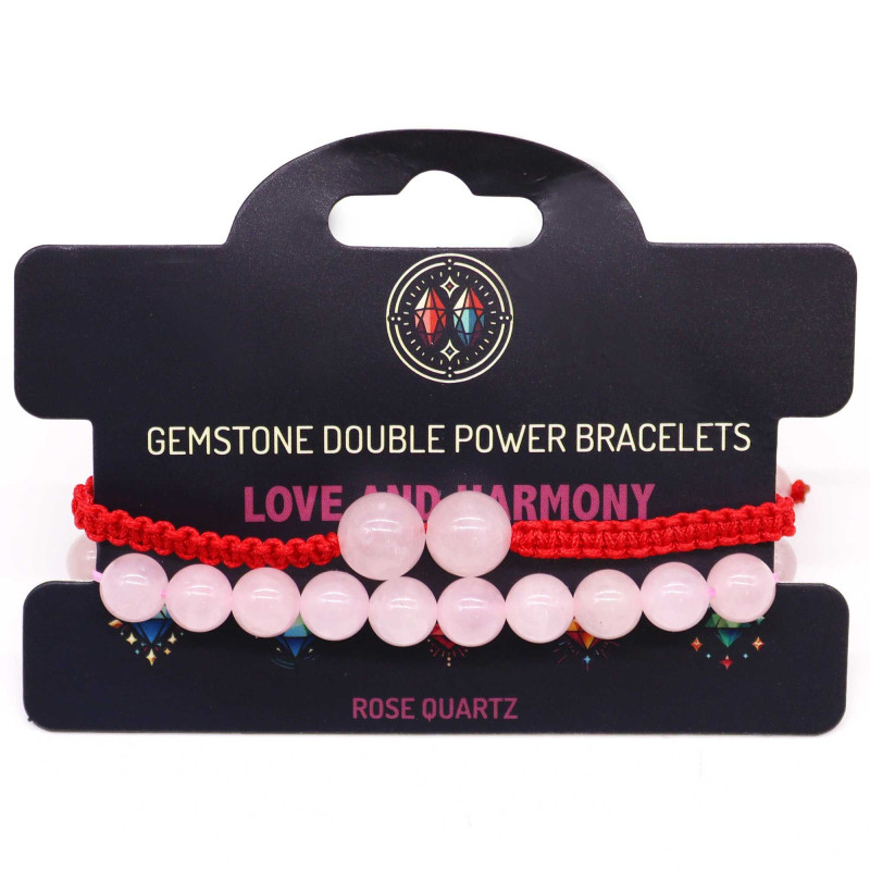 Bracelets à double pouvoir en pierres précieuses - Quartz rose